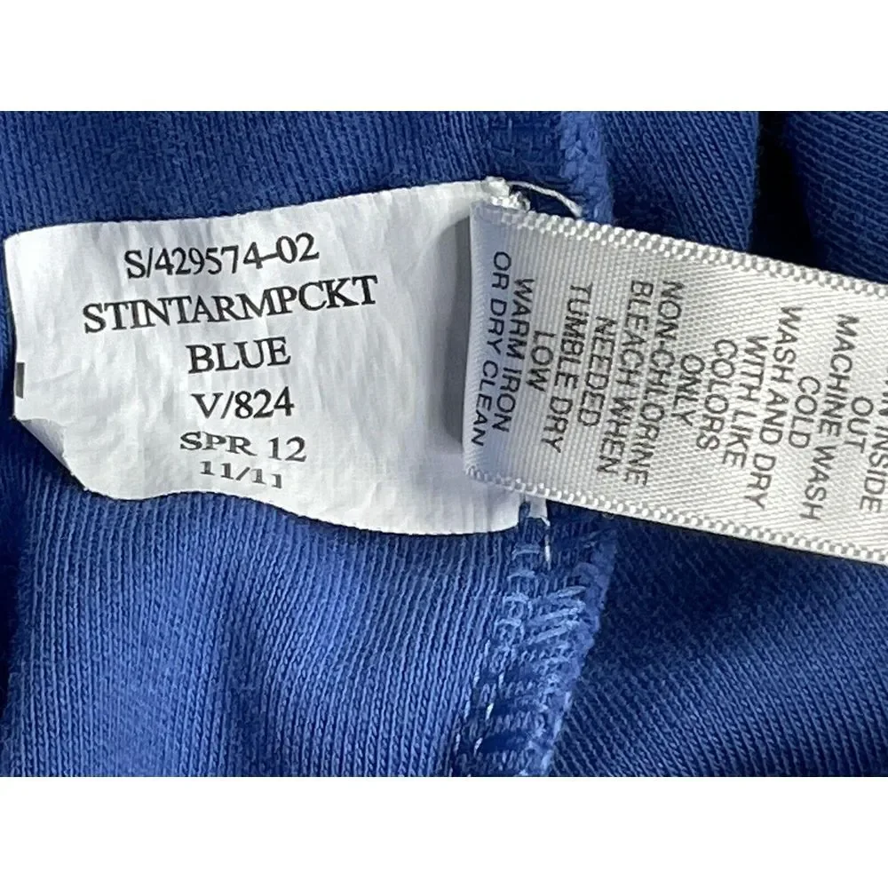 Banana Republic Men's Cotton 1/4 Snap Blue‎ Pullover w/Sleeve Pkt size L